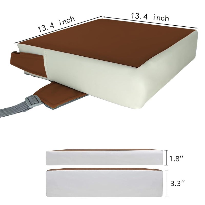 Eiury Booster Seat for Dining Table, PU Anti-Scratch Easy Cleaning Kids Toddler Booster Seat for Table, Portable Travel Increasing Cushion for Chair - Brown - Image 4